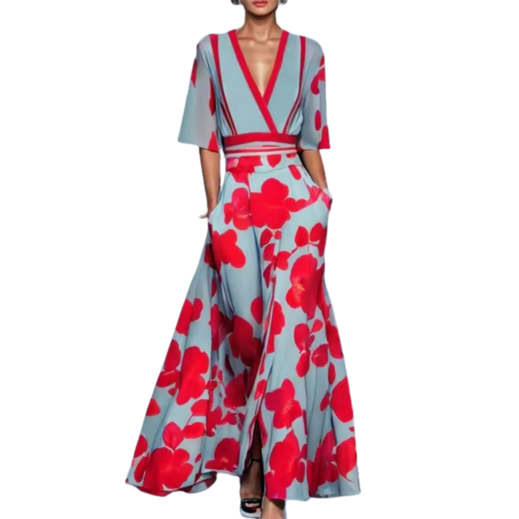 Noelle | Vestido de Primavera Floral con Escote en V