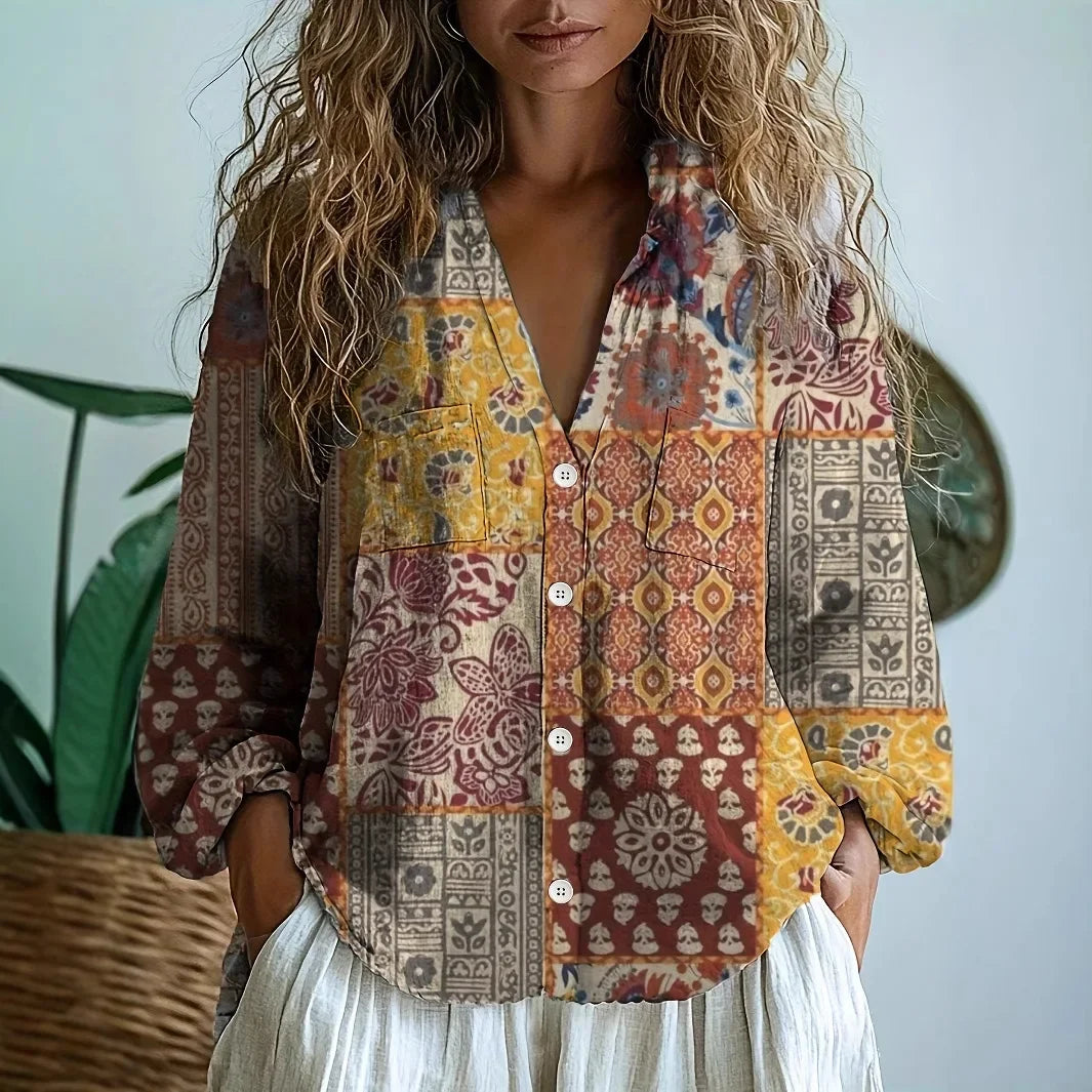 Sofía – Blusa casual con estampado natural